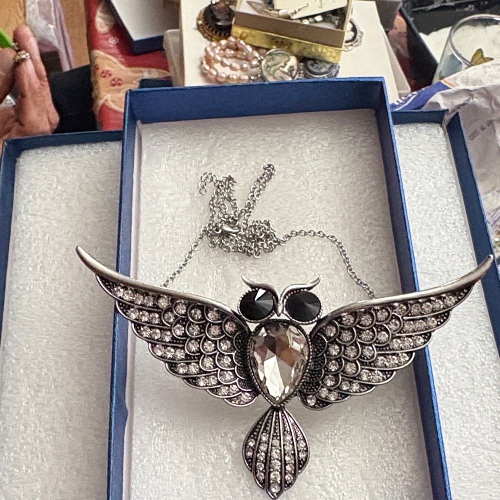Silver Owl Pendant Necklace
